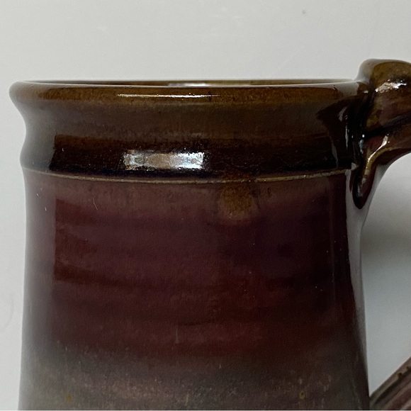 Hand Thrown Studio Pottery Mug Stein Cup Ombré Beige Red Glazed Signed 4.5” EUC - Picture 5 of 14